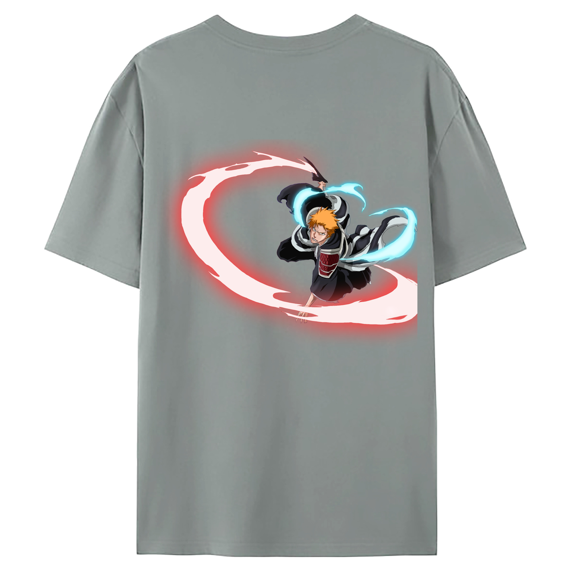 （画像用） ブリーチ 黒崎一護（くろさき いちご）BLEACH Kurosaki Ichigo 綿100％ メンズ半袖Tシャツ（バックプリント） 通気性